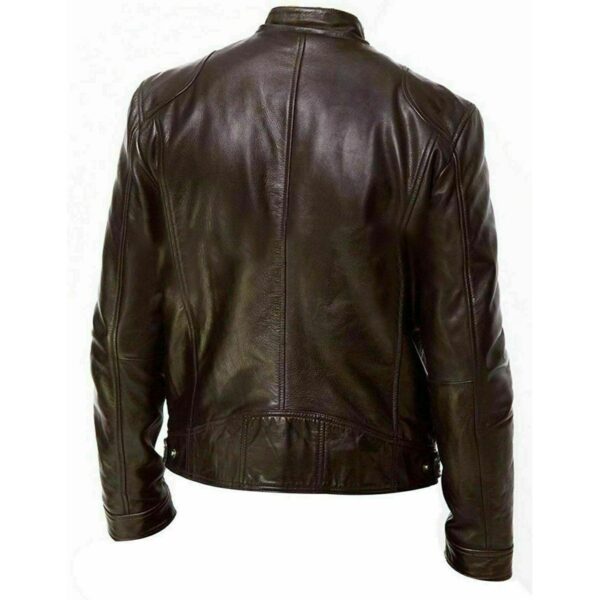 Tomilor Men's Brown Leather Biker Jacket