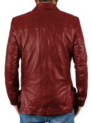 Men's Red Leather Blazer