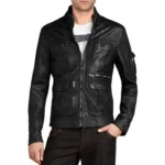 Tomilor Men's Brown Leather Biker Jacket