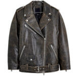 Women's Two Tone Vintage Leather Biker Jacket