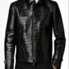 Men's Croco Print Leather Short Jacket