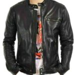 Tomilor Men's Brown Leather Biker Jacket