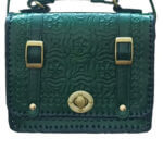 Green Animal Textured Structured bag