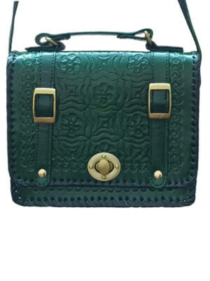 Green Animal Textured Structured bag