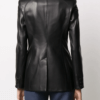 Women Button Sport Leather Jacket Peak Lapel
